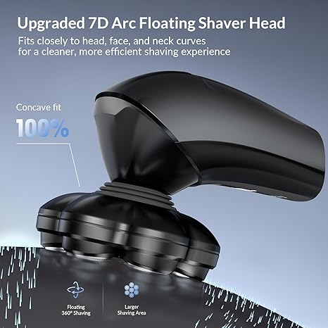 Head Shavers for Bald Men - 7D Arc Magnetic Detachable Electric Razor, Waterproof Wet Dry 5-in-1 Electric Shaving & Grooming Kit, LED Display Rechargeable Head & Body Hair Shaver, Black