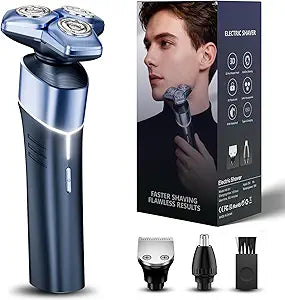 Electric Razor for Men: 3-in-1 Shaver with Hair Clipper and Nose Hair Trimmer, 10000 RPM High Speed Motor, 3D Floating Heads, USB-C Fast Charging, IPX8 Waterproof, Travel Lock, Gifts for Father