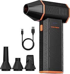WOLFBOX MegaFlow 50 Compressed Air Duster-110000RPM Super Power Electric Air Duster, 3-Gear Adjustable Mini Blower with Fast Charging, Dust Blower for Computer, Keyboard, House, Outdoor and Car