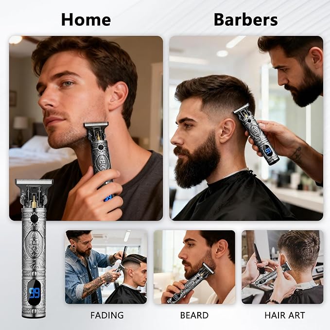 AMULISS Hair Clippers for Men Beard Trimmer Cordless Electric Shaver Razor for Men, Zero Gapped Grooming Kit Barber Clippers with LCD Display, Gift for Men Kids
