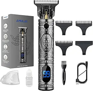 AMULISS Hair Clippers for Men Beard Trimmer Cordless Electric Shaver Razor for Men, Zero Gapped Grooming Kit Barber Clippers with LCD Display, Gift for Men Kids