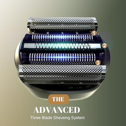 Tulzim Electric Foil Shaver for Men: Cordless Electric Razor for Face & Beard - 3 Floating Blades, 100-Min Runtime, USB-C Fast Charge, IPX7 Waterproof for Travel,Carbon Black