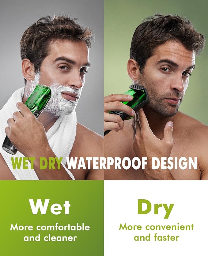Beard Trimmer for Men: Vacuum Hair Trimmer for Less Mess - IPX7 Waterproof Wet Dry Shaving- Rechargeable Electric Beard Cutting Kit with Adjustable Length Comb - Gift for Men