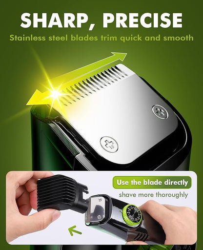 Beard Trimmer for Men: Vacuum Hair Trimmer for Less Mess - IPX7 Waterproof Wet Dry Shaving- Rechargeable Electric Beard Cutting Kit with Adjustable Length Comb - Gift for Men