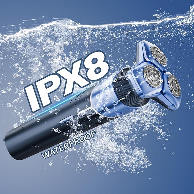 Electric Razor for Men: 3-in-1 Shaver with Hair Clipper and Nose Hair Trimmer, 10000 RPM High Speed Motor, 3D Floating Heads, USB-C Fast Charging, IPX8 Waterproof, Travel Lock, Gifts for Father